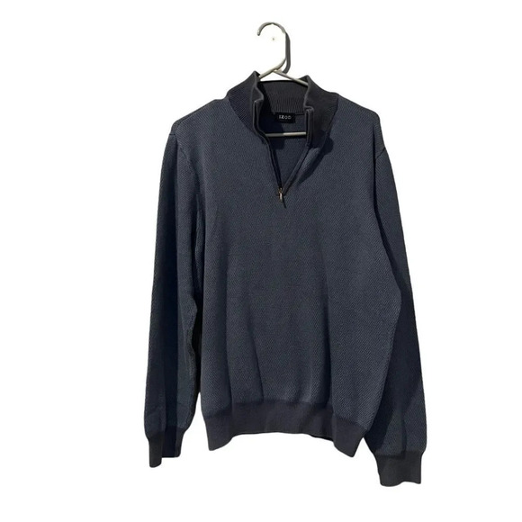 Izod Men's 100% Cotton Quarter Zip Solid Pullover Size Large‎ - Picture 1 of 3